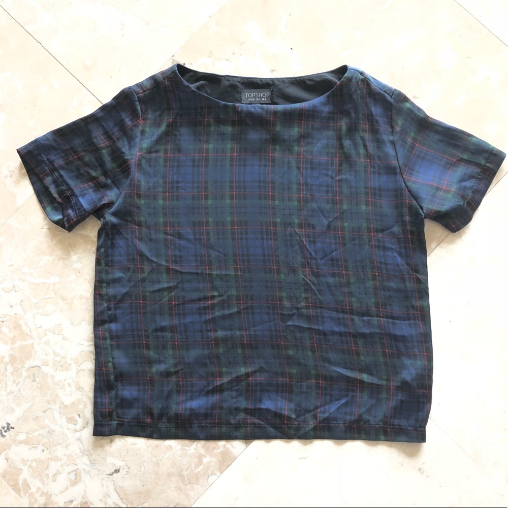 NWOT Tartan Silky Plaid Tee